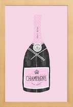 JUNIQE - Poster in houten lijst Champagne -30x45 /Roze & Zwart