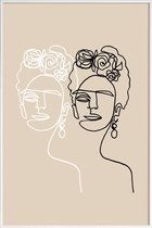 JUNIQE - Poster in kunststof lijst Frida Double Beige -40x60 /Ivoor