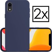 Hoes voor iPhone XR Hoesje Back Cover Siliconen Case Hoes - Donker Blauw - 2x