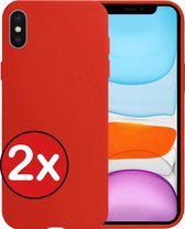 Hoes voor iPhone X Hoesje Siliconen Case Cover - Hoes voor iPhone X Hoesje Cover Hoes Siliconen - Rood - 2 Stuks