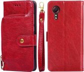 Voor Samsung Galaxy Xcover 5 Rits Tas PU + TPU Horizontale Flip Lederen Case met Houder & Kaartsleuf & Portemonnee & Lanyard (Rood)