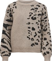 VILA VIALIA ANIMAL L/S KNIT TOP Dames Trui  - Maat S