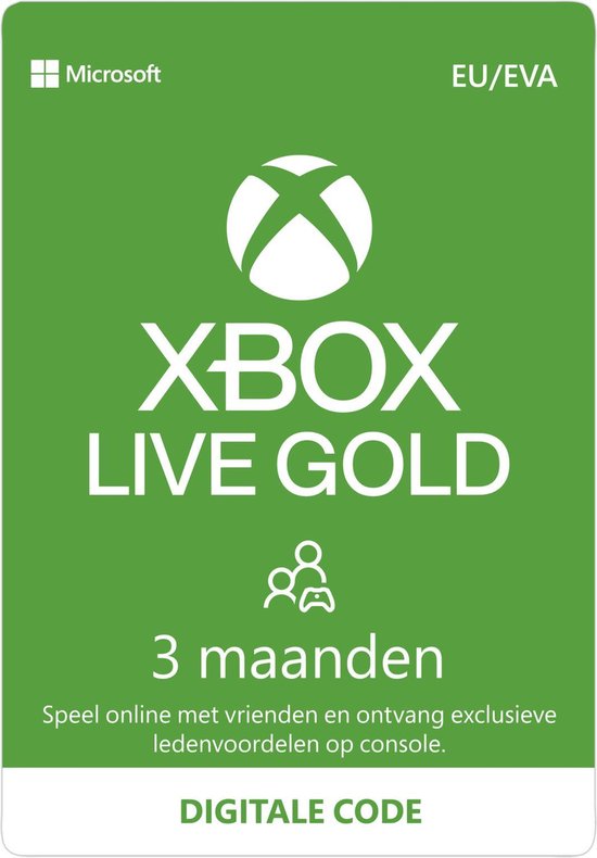 langzaam Rentmeester melk wit Microsoft Xbox Live Gold - 3 Maanden Abonnement - Xbox Series X|S, Xbox One  & Xbox 360... | bol.com