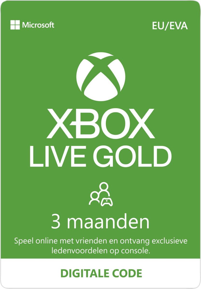 Samenpersen kraam gastvrouw Microsoft Xbox Live Gold - 3 Maanden Abonnement - Xbox Series X|S, Xbox One  & Xbox 360... | bol.com