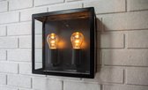 Industriële RVS muurlamp Gabriella met glas - zwart