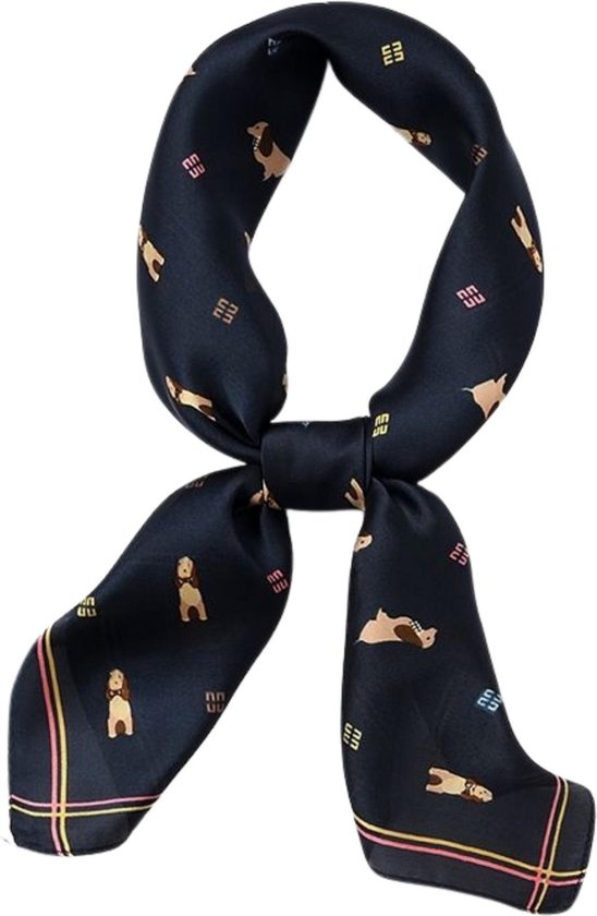 Pepets - Zijden Hondensjaal - Hondensjaaltje - Hondenbandana - Bandana Hond - Sjaal Hond - Hondenhalsdoek - Halsdoek Hond - donkerblauw