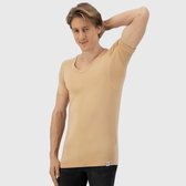 Anti Zweet Shirt - Fibershirts® - Ingenaaide Okselpads- Ondershirt - Huidskleur - V-hals - Heren - Maat XL