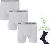 Bamboo Boxershort- Bamboo Onderbroeken - Super zacht - Antibacterieel - Perfect draagcomfort - 95% Bamboo - 3 stuks - 1 paar bamboo sokken cadeau - Wit - XXXL