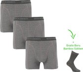 Bamboo Boxershort- Bamboo Onderbroeken - Super zacht - Antibacterieel - Perfect draagcomfort - 95% Bamboo - 3 stuks - 1 paar bamboo sokken cadeau - Jogging grey - XL