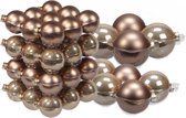 56x stuks glazen kerstballen ginger bruin 6, 8 en 10 cm mat/glans - Kerstversiering/kerstboomversiering