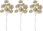 3x stuks gouden glitter varens kunstbloem kunsttakken 72 cm - Woondecoratie - Kunstbloemen/kunsttakken/kunstplanten