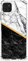 Back Cover Samsung Galaxy A22 5G Smartphone hoesje met doorzichtige rand Marble White Black