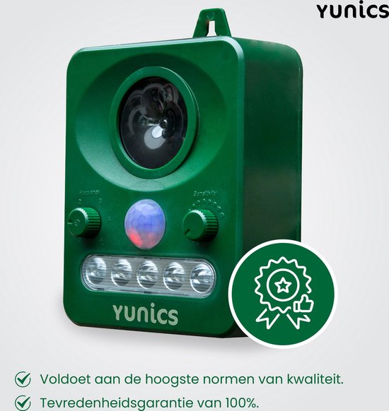 YUNICS ® Ultrasone Kattenverjager - Marterverjager - Oplaadbaar door zonne-energie en micro USB. Incl. Micro USB kabel