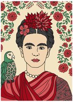 Notitieboek - Frida - Kahlo - FridaKahlo - Beige - A4 - Lijntjes - Dagboek - Cadeau - Geschenk - Elastiek - Softcover - Werk - Studie - School