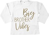 Grote broer shirt-Bekendmaking zwangerschap-big brother vibes-wit-goud-Maat 80