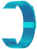 Geschikt voor Apple Watch bandje Lichtblauw Series 1/2/3/4/5/6/SE 38/40 mm - iWatch Milanees Polsband Luxe Milanese Loop - Roestvrij staal - Magneet Sluiting
