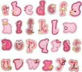 Strijk Embleem Alfabet Patch - Letter O - Roze lief - 4cm hoog - Letters Stof Applicatie - Geborduurd - Strijkletters - Patches - Iron On