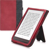 kwmobile flip cover voor e-reader - geschikt voor Pocketbook InkPad 3 / 3 Pro / Color - Van imitatieleer en -suède - In rood / donkergrijs