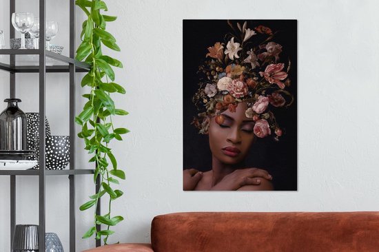 Peintures sur Toile Bouquet - Femme - Maquillage - 40x60 cm - Décoration murale