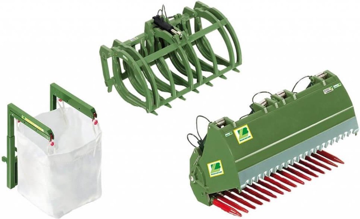 Wiking 077384 Voorlader Gereedschap Set B Bressel en Lade, Groen, 1:32, vanaaf 14 jaar