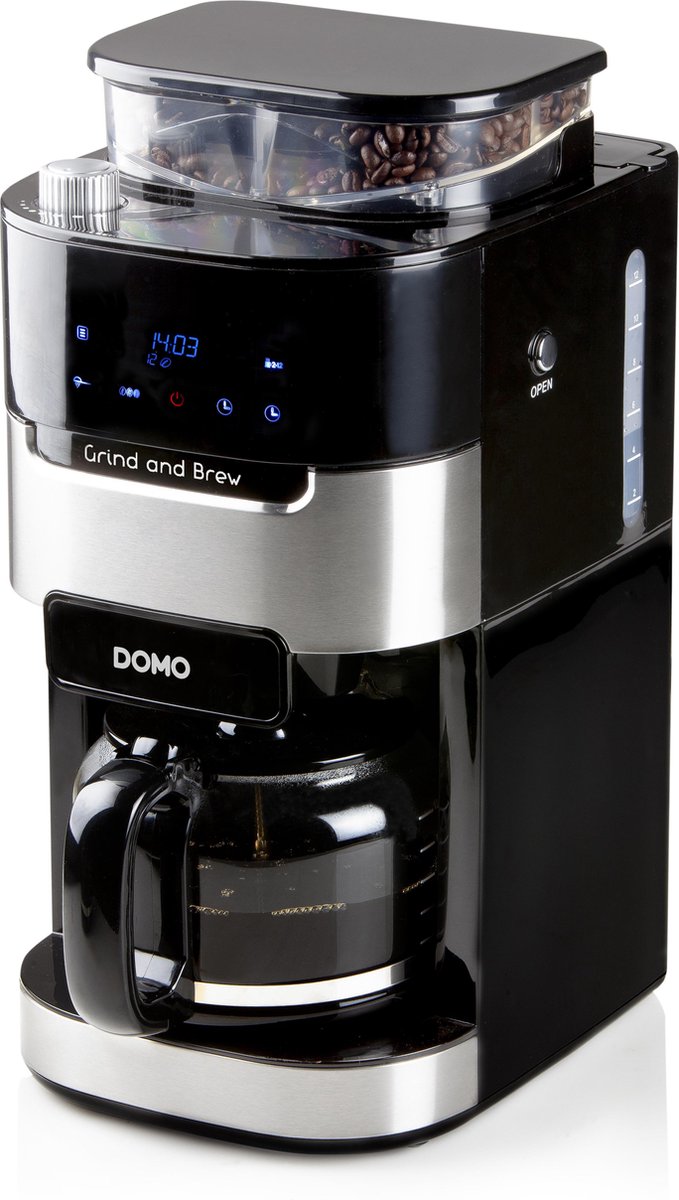 Domo DO721K - Koffiemachine met bonenmaler - RVS/Zwart