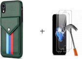 GSMNed – Leren telefoonhoes Groen – Luxe iPhone X/Xs hoesje – magneetsluiting – pasjeshouder – Portemonnee – Groen – met screenprotector