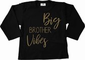 Shirt ik word grote broer-Bekendmaking zwangerschap-big brother vibes-zwart-goud-Maat 98