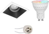 Mi-Light MiBoxer - LED Spot Set GU10 - Smart LED - Wifi LED - Slimme LED - 4W - RGB+CCT - Aanpasbare Kleur - Dimbaar - Proma Zano Pro - Inbouw Vierkant - Mat Zwart/Wit - Kantelbaar