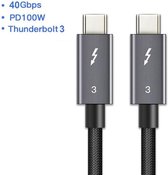NÖRDIC TB3-105 - USB-C naar USB-C kabel - Thunderbolt 3 - USB 3.1 - 100W PD - 40Gbps - 60Hz UHD - 1m - Zwart