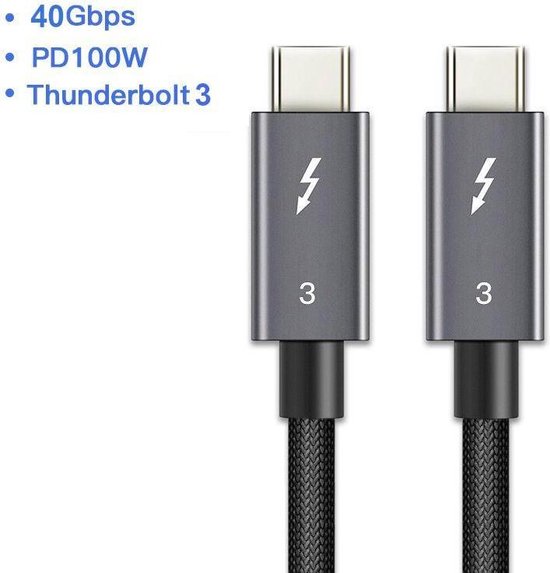 NÖRDIC TB3-105 - USB-C naar USB-C kabel - Thunderbolt 3 - USB 3.1 - 100W PD  - 40Gbps -... | bol.com