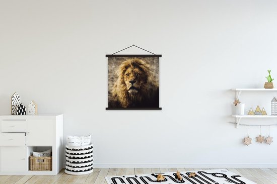 Porte-affiche avec affiche - Affiche scolaire - Lions - Abstrait - Couleur - 60x60 cm - Lattes noires