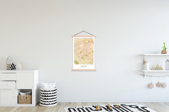 Porte-affiche incl. Affiche 60x90 cm - Affiche scolaire - Carte - Zeist - Vintage - Affiche textile - Lattes vierges