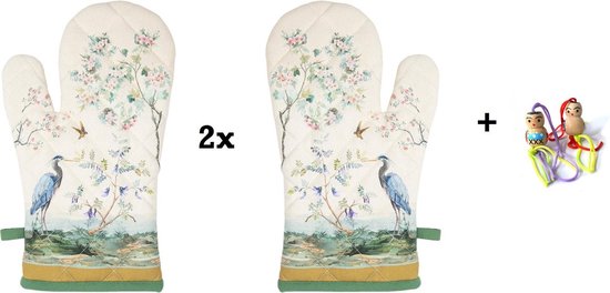 2x Ovenwanten Birds in Paradise  Ovenhandschoen Keukenhandschoenen