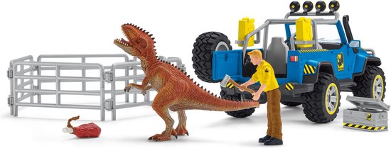 schleich DINOSAURUS Speelfigurenset - Terreinwagen met Dino-Buitenposten - Kinderspeelgoed voor Jongens en Meisjes - 4 tot 12 jaar - 14 Onderdelen - 41464
