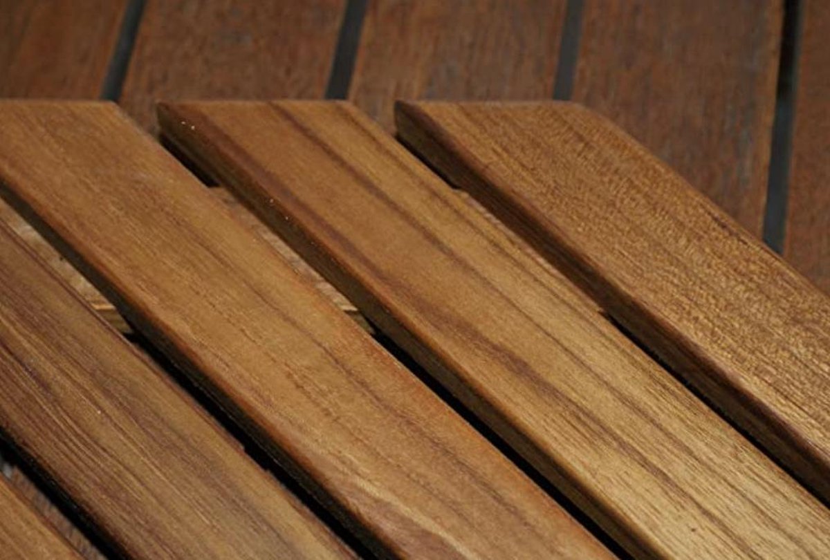 SaniSupreme Teak badmat 71 x 71 cm. halfrond vast model (niet oprolbaar)
