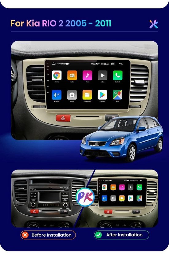 CarPlay Kia Rio 20052011 Android 10 navigatie en multimediasysteem