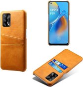 Oppo A74 4G hoesje, MobyDefend Lederen Backcover Met Vakjes Voor Pasjes, Cognacbruin | GSM Hoesje / Telefoonhoesje Geschikt Voor: Oppo A74 4G