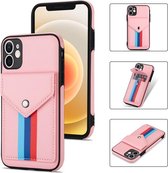 GSMNed – Leren telefoonhoes Roze – Luxe iPhone 12 Mini hoesje – magneetsluiting – pasjeshouder – Portemonnee – Roze