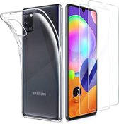 Silicone hoesje transparant met 2 Pack Tempered glas Screen Protector Geschikt voor: Samsung Galaxy M31s