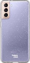 HappyCase Hoesje Flexibel TPU Glitter Print Geschikt voor Samsung Galaxy S21