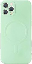 Yonovo®  MagSafe case voor iPhone 12 MINI Groen - Hoesje Siliconenhoesje compatible - Transparant - voor Mobiele Wallet Kaarthouder Autohouder - Voor Apple MagSafe accessoires - Oplader draad