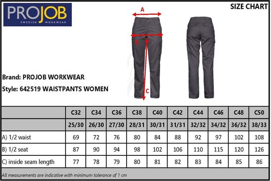 Projob Werkbroek Dames 2519 Zwart - Maat 32