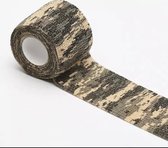 Woodland Camouflage Bandage / Tape - Elastisch en Zelfklevend - 4,5 meter - Herbruikbaar Fixeerverband Outdoor Tape - Zelfklevend Linnentape (non-woven) - Verband Fixatie Sporttape Bandage