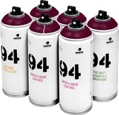 MTN 94 Community Violet - lila spuitverf - 6 stuks - 400ml lage druk en matte afwerking