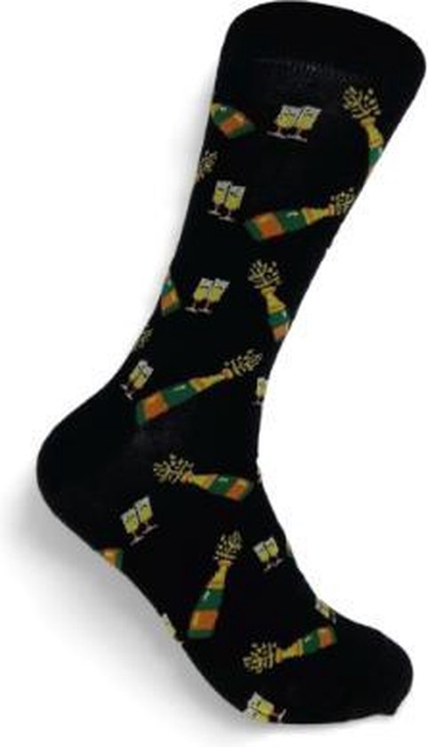 JustSockIt Champagne sokken - Sokken - Leuke sokken - Champagne cadeau - Cadeau voor mannen - Verjaardag cadeau - Alcohol cadeau - Geslaagd cadeau