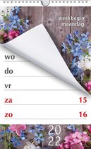 MGPcards - XL-kalender 2022 - Week begint op Maandag - Groot Letter & Cijfer - Bloemen