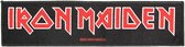 Iron Maiden Classic Logo Super Strip Woven Patch Embleem Zwart/Rood - Officiële Merchandise