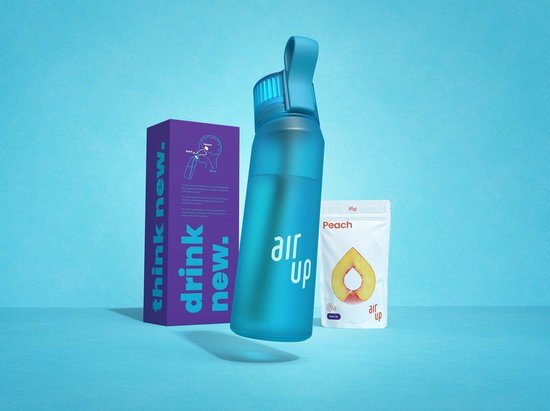 Ocean Blue Flasche Inkl. 3 Pfirsich Pods Air up Drinkfles - Incl. 3 Perzik Pods - Starterset - 650 ml - Ocean