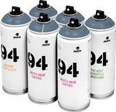 MTN 94 Chernobyl Grey - grijze spuitverf - 6 stuks - 400ml lage druk en matte afwerking