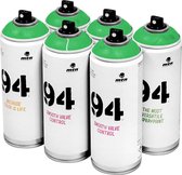 MTN 94 Mystic Green - groene spuitverf - 6 stuks - 400ml lage druk en matte afwerking